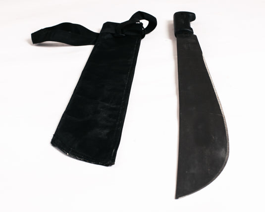 20” long straight machete with textile sheath